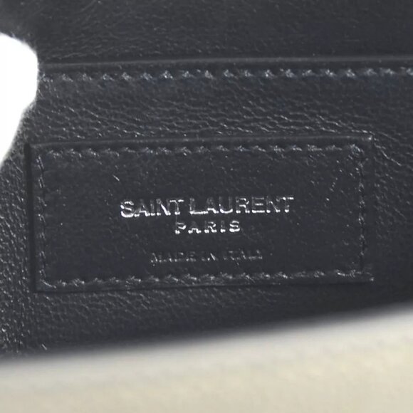 Auth SAINT LAURENT Handbag Shoulder Bag Gray Leather/Silvertone - Picture 7 of 7